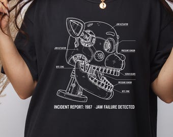 Chemise FNAF style schématique technique Bite of 87, chemise rétro de jeu d'arcade, chemise rétro Freddy Fazbear Five Nights at Freddys, t-shirt jeu d'horreur