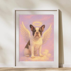 Custom Pet Angel Portrait with Wings & Halo | Dog Memorial Art | Rainbow Bridge Tribute | Pet Loss Gift | Heaven Pet Painting from Photo