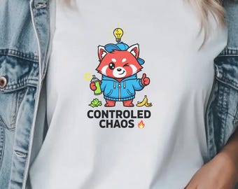 Controlled Chaos Raccoon Shirt – Funny Gen Z Meme Graphic Tee Unisex