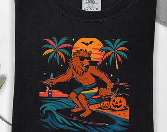 Too Ghoul for the Pool Shirt, Surfing Werewolf Halloween Tee, Summerween Beach Shirt, Retro Tropical Spooky Summer T-Shirt