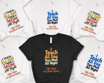 Teacher Shirt Bundle, Teach All Day Then Mom All Night Tee, 3 Piece Teacher Gift Set, Back to School Shirt