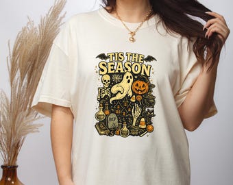 Tis the Season Halloween Shirt, Vintage Spooky Season Tee, Retro Pumpkin Ghost T- Sweatshirt, Matching Family Halloween Outfit