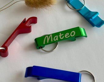 Personalized Bottle Opener Keychain Engraved Name Gift for Him Customc aluminium