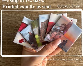 Personalized Fridge Photo Magnet Set for Wedding Favors, Anniversary Family birthday celebration gift ideas