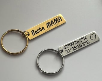 Personalized Keychain | Custom Engraved Stainless Steel | Gold Silver
