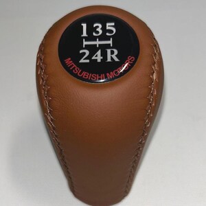 Fit for Mitsubishi 5 Speed Brown Stitches Shift Knob 8 9 EVO 3000GT Gto Mr DODGE STEALTH R/T