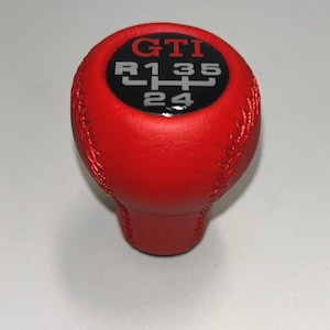 Fit for VW GTI 5 speed leather gear knob Cabriolet Golf 1 2 3 Jetta  A1 A2, Red threads