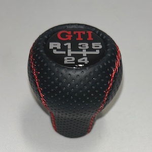 Fit for VW GTI 5 speed leather gear knob Cabriolet Golf 1 2 3 Jetta  A1 A2, Red threads