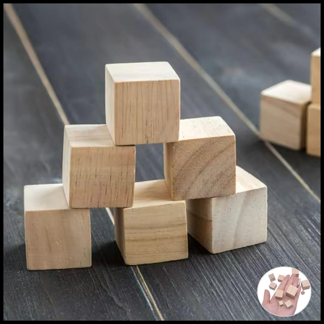 Square Blocks Unfinished Wooden Square Blocks | Square Blocks Wood Solid Cubes | Mini ...
