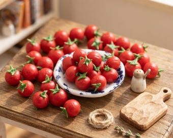 10 mini tomates de resina a escala 1:12 / Comida en miniatura para casa de muñecas / Decoración de mini cocina / Accesorios de tomate falsos / Regalo para modelistas