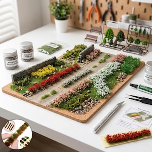 Ciuffi di erba statica, fiori in miniatura / Mini gruppi di erba realistici / Scenario di wargame fai da te e decorazione del paesaggio del tavolo di sabbia