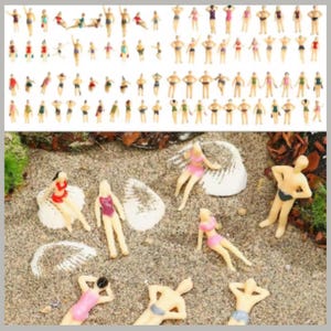 Miniature Swimmer Figurines, Beach Scene Miniatures, Swimming Pool Miniatures, People in Swimsuits for Beach Dioramas or Pool Scenes