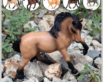 Miniature Horse Figurine | Mini Horse Miniature | Mini Horse Figures | Tiny Farm Horse Animal for Dioramas & Fairy Gardens
