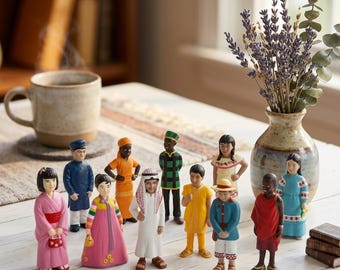 多文化ミニチュア人物、ミニチュア文化人物、インド、韓国、アラブ地域のミニチュアキャラクターの展示用フィギュア
