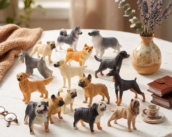 Miniature Dog Figurines, Mini Dog Animal Toys, Miniature Puppy Figurines, Tiny Realistic Dogs for Dollhouses, Crafts, Dioramas & Displays