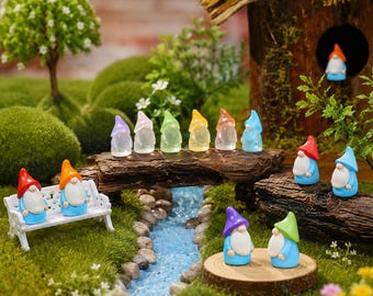 10 Pcs Mini Resin Gnomes | Cute Fairy Garden Figurines | Tiny Gnome Ornaments | Cottage Garden Decor | Gifts for Gnome Lovers & Collectors