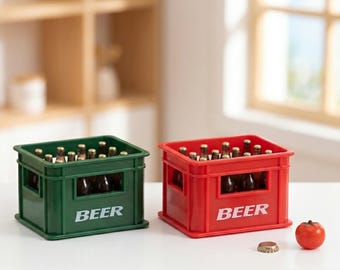 Miniature Dollhouse Beer Bottles with Box, Mini Dollhouse Beer Bottles, Small Bottles with Storage Box, Tiny Beer for Bar Kitchen Decor
