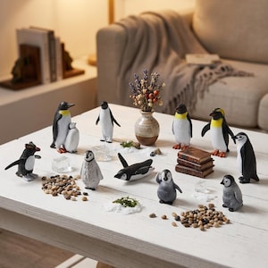 Pingouin miniature | Jolie figurine miniature de pingouin | Parfait pour les créateurs de scènes miniatures | Cadeau pour les amoureux des animaux