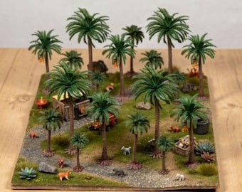 5Pcs/Pack Miniature Palm Trees | Miniature Coconuts | Miniature Beach Garden | Tropical Palm Tree Miniatures for Dioramas, Beach Scenes