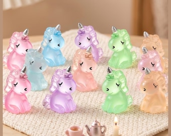 Miniaturas de Unicórnio Luminosas em Resina | Miniaturas de Unicórnio que Brilham no Escuro | Enfeites de Unicórnio em Miniatura para Decoração de Jardim de Fadas e Artesanato