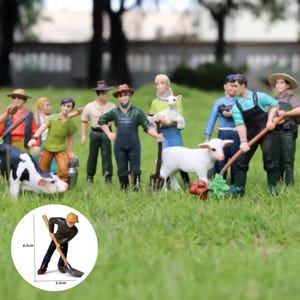 Tiny Miniature Fisher, Miniature Farmer, Farm Staff Miniature, Farmer People Action Figures Decoration, Crafts & Displays