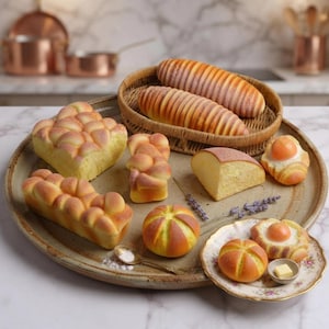 Miniature Bread Squishy | Dollhouse Food | Mini Bakery Display | Miniature Pullman Bread | Mini Egg Toast | Mini Long Loaf | Gift for Her