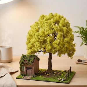 Miniatur Ginkgobaum Modell Drahtstamm, Miniatur Frühlingsbaum, Frühlings Ginkgobaum | Perfekt für detailgetreue Diorama-Szenen