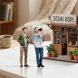 Mini Drinking Man Figure | Man Scene with Drink Miniature | Realistic Scene Model for Diorama & Street Layout Decoration