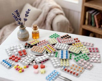 Miniature Colorful Pills Pack | Pills Tablet for Doll Scene | Pharmacy Prop Pack for Creative Storytelling & Scene Decor Dollhouse