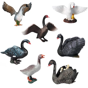 Miniature Swan Animal Figures, Tiny Swan Miniatures, Mini Swan Animals Toys, Small Swan Figures for Fairy Gardens & Dioramas