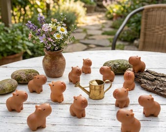 Cute Mini Resin Capybara Miniatures Figurines | Handmade Capybara Ornaments | Capybara Animals Miniature Craft Decoration | Gift for Girls