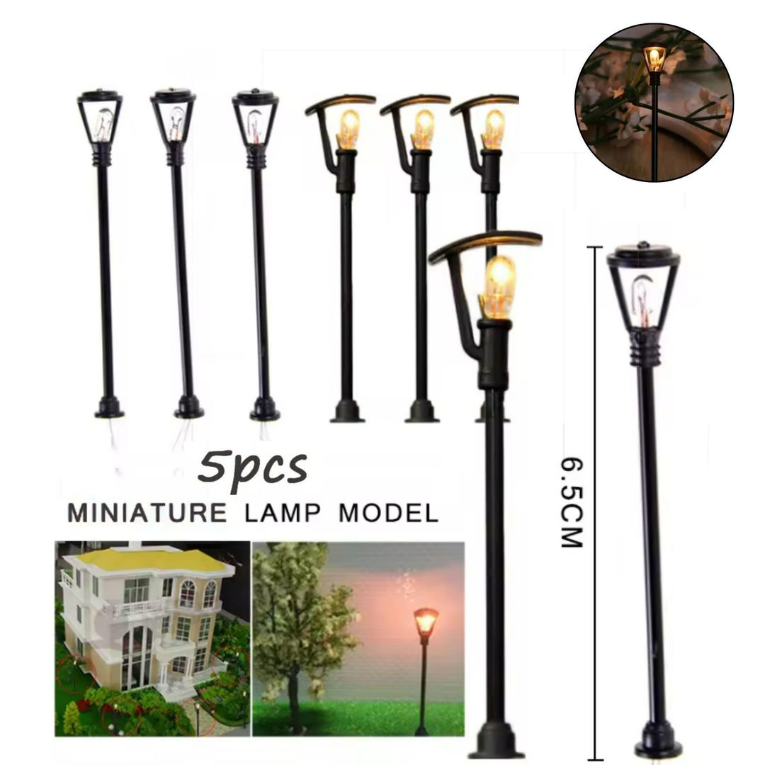 Mini Model Lighting 5pc Miniature LED Street Light for Model Builders | 6.5cm Lamppost for ...