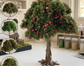 Miniature Fruit Trees | Tiny Fruit Tree | Realistic Mini Fruit Trees | Handcrafted Mini Fruit Trees | Railway Tree for Diorama Garden Scenes