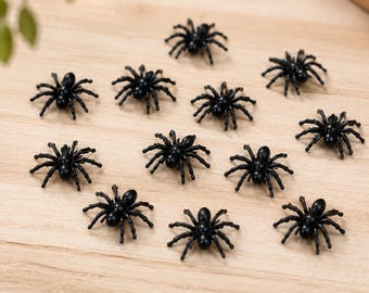Mini Black Spiders | Realistic Spider Decorations | Halloween Mini Spiders | Haunted House Decor | Spooky Party Accessories | Gift for Her