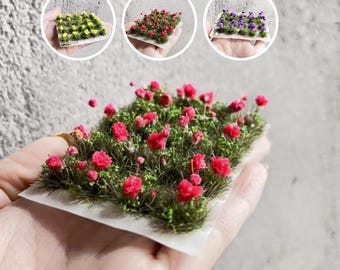 ミニチュアフラワーモデル 20 mm、人工ミニフラワー＆グラス、ミニチュアミニフラワー DIY グラスブッシュ サンドテーブルマイクロランドスケープ用