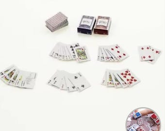Cartes de poker miniatures, Mini cartes de poker à l&#39;échelle 1:12, Cartes de poker miniatures pour maison de poupée, Mini accessoires de poker pour maison de poupée et décoration