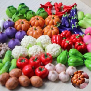 Miniature Dollhouse Vegetables, Miniature Tomato, Eggplant, Paprika, Turnip, Cabbage, Tiny Vegetables for 1:12 Scale Miniature Kitchen
