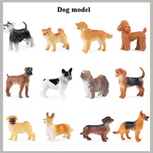 Miniature Dog Figurine Set, Mini Dog Animal Set, Miniature Puppy Figures, Mini Dog Set, Cute Puppy Miniatures for Dollhouse or Craft Decor