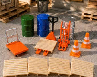 12 Pcs Miniature Logistic | 1:12 Warehouse Diorama Accessories | Industrial Miniature Scenes | Diorama Decor | Gift for Miniature Collectors