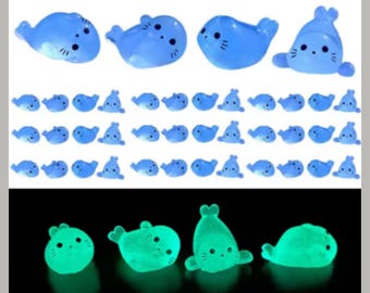 かわいい光るアザラシの赤ちゃんの置物、樹脂製の光るミニ海洋アザラシの置物、ミニチュア光るアザラシの赤ちゃん | 魔法の夜のディスプレイに最適