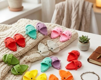 Mini Shark Slippers Shoes Doll Outfit Styling | Mini Shark Slippers Doll Accessories | Fun Casual Sandals for 17cm Plush Dolls