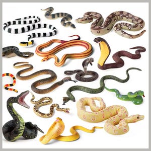 Miniature Snake Figurine, Mini Snake Model, Miniature Reptile Snake, Miniature Snake Realistic Forest Animal Model for Dioramas & Crafts