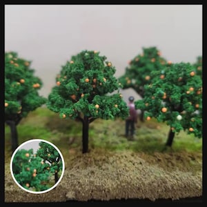 10pcs Miniature Fruit Tree for Dioramas, Mini Fruit Model Tree for Train Layout, DIY Diorama Tree for Train and Railway Displays