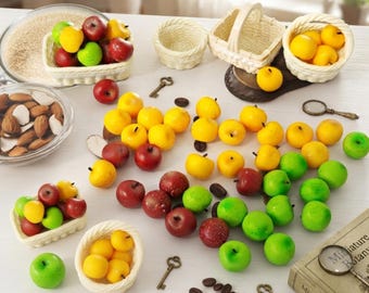 Mini manzanas de resina a escala 1:12 / Comida en miniatura para casa de muñecas / Decoración de frutas pequeñas / Accesorios de cocina / Miniatura de otoño / Regalo para amantes de las manualidades