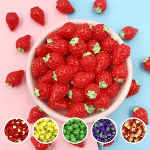Miniature 3D Fruit Resin Cabochons, Mini Resin Fruit Cabochons, Resin Fruit Miniature, Simulation Apple Strawberry Lemon Jewelry Accessories