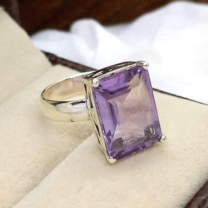 Amethyst Sterling Silver Ring: Handmade February Birthstone Statement Ring