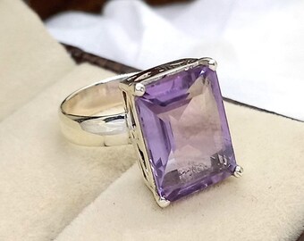 Anello Sleek Sambia In Argento Placcato Platino Con Ametista, 1 Carato - Foto 9