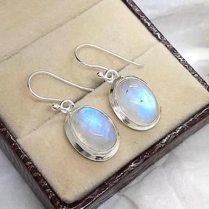 Natural Moonstone Earrings, 925 Sterling Silver Earrings, Genuine Gemstone Drop Dangle Earring, Handmade Earring, Women Jewelry For Gift