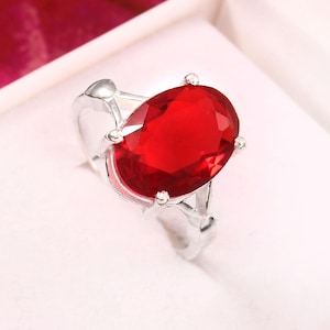 Faceted Garnet Ring, Handmade 925 Sterling Silver Prong Setting, Elegant Ring