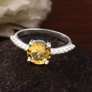 Natural Citrine Ring, 925 Sterling Silver, Minimalist Ring, Statement Ring, Prong Set Ring, Citrine Gemstone Ring, Anniversary Gift